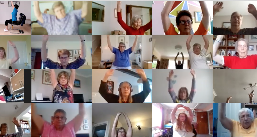 Online seated chair exercise class by MOVEability