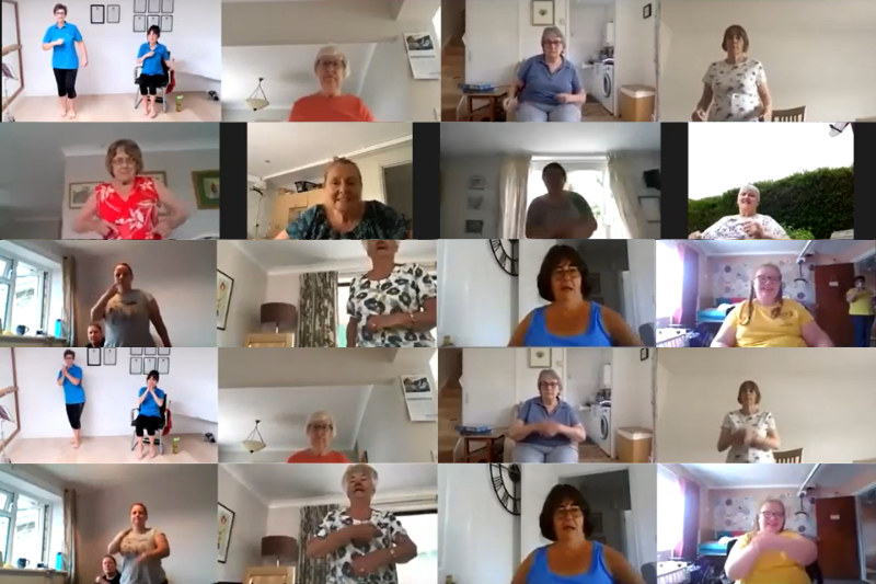 Online Zoom exercise class in the UK