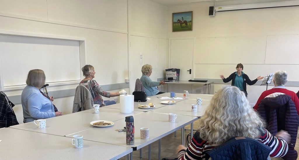 Debbie demoing at the Lambourn Friendship Cafe