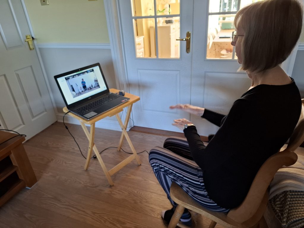 Ann Mortimor enjoying a MOVEability online class