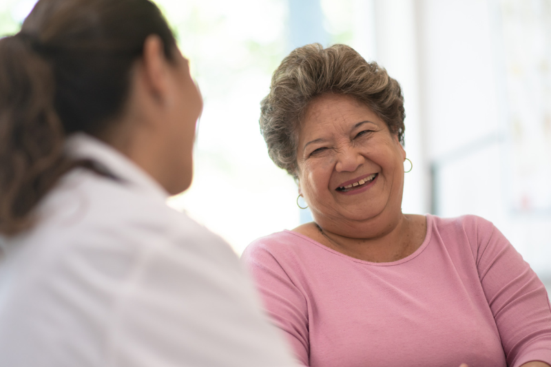 Older person taking part in research